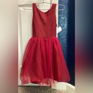 lilt Red Glitter Tulle Dress